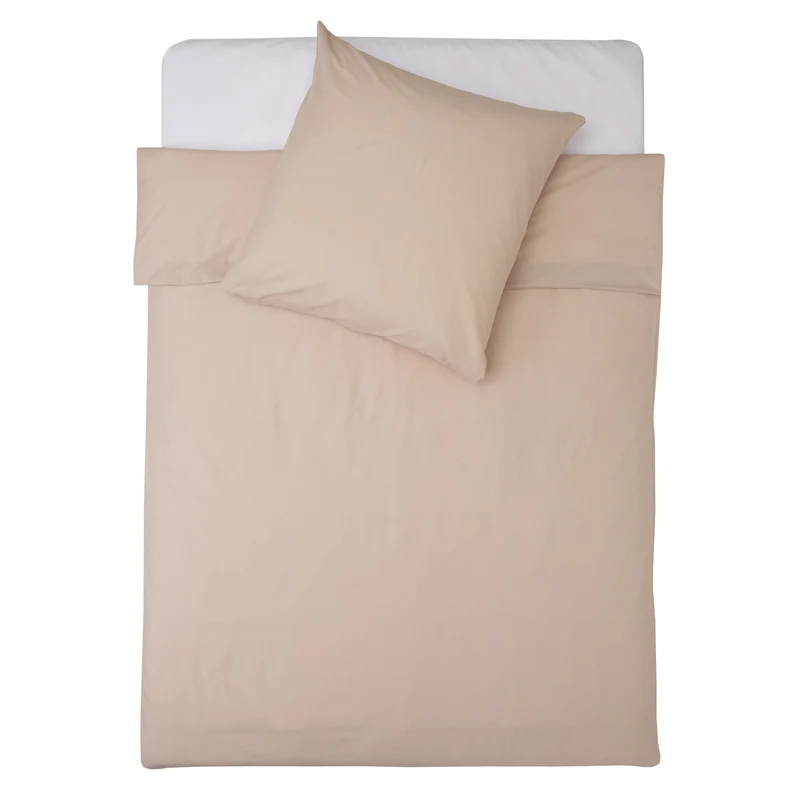 LUMALAND Premium Bettwäsche Everyday - Ganzjahres Bettbezug 155x200 cm & Kissenbezug 80x80 cm - Beige