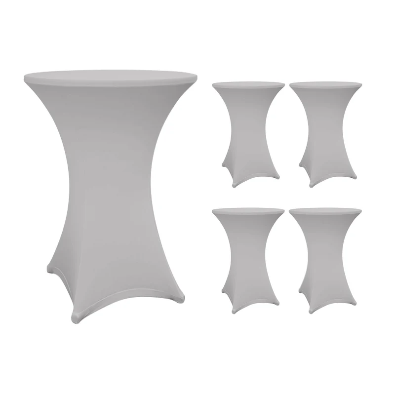 LUMALAND Stehtischhusse - Tisch Bezug - Husse - Ø 70-75 cm - Silbergrau - 5er-Set
