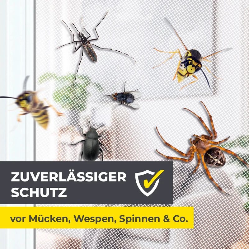 EASYmaxx Moskitonetz für Fenster bis 150 x 180 cm - selbstklebendes Klettband