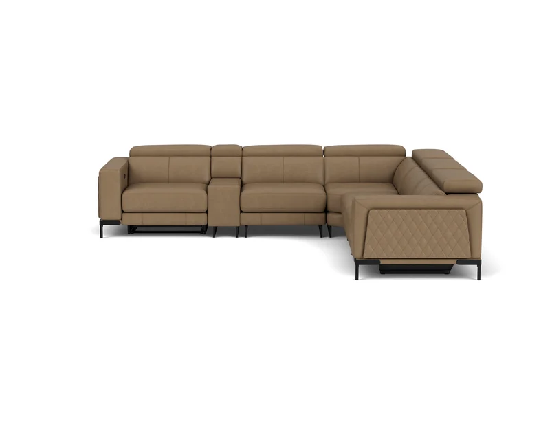 5.5 Seater Corner with End Electric Recliners, Console and Drawer