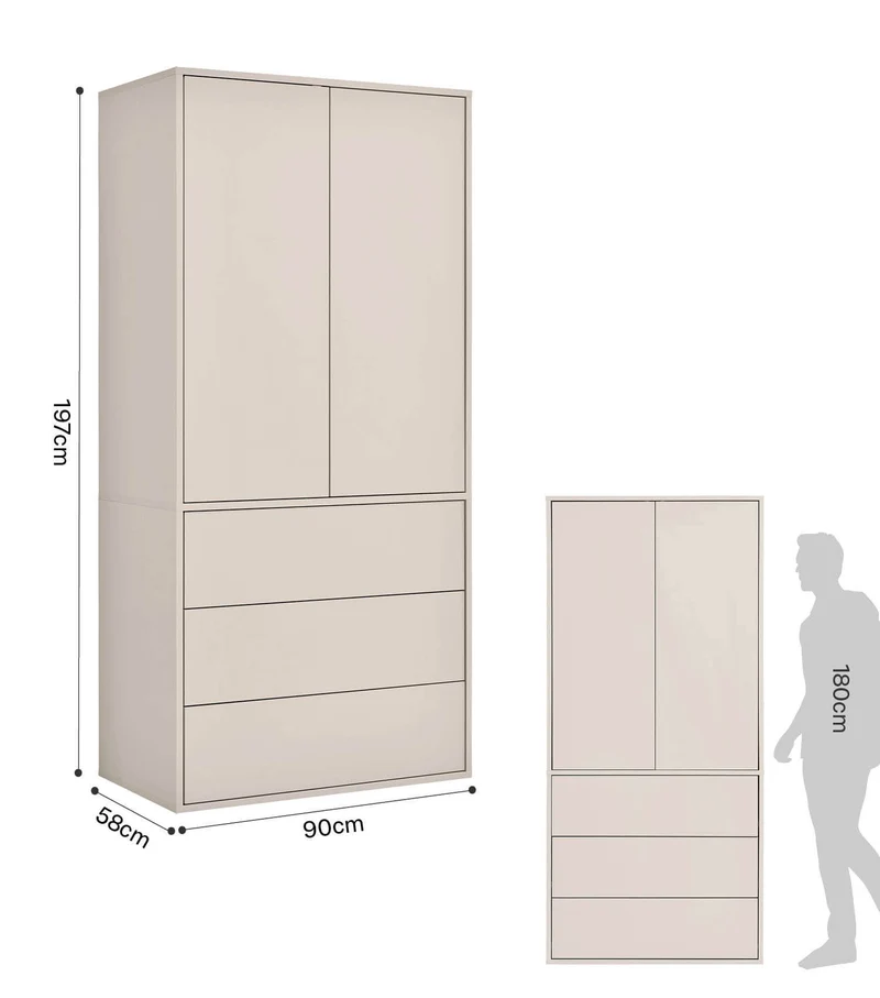 Kleiderschrank in Kaschmir-Beige 'Robe'