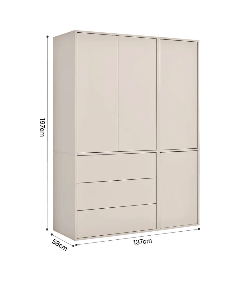 Kleiderschrank in Kaschmir-Beige 'Robe'