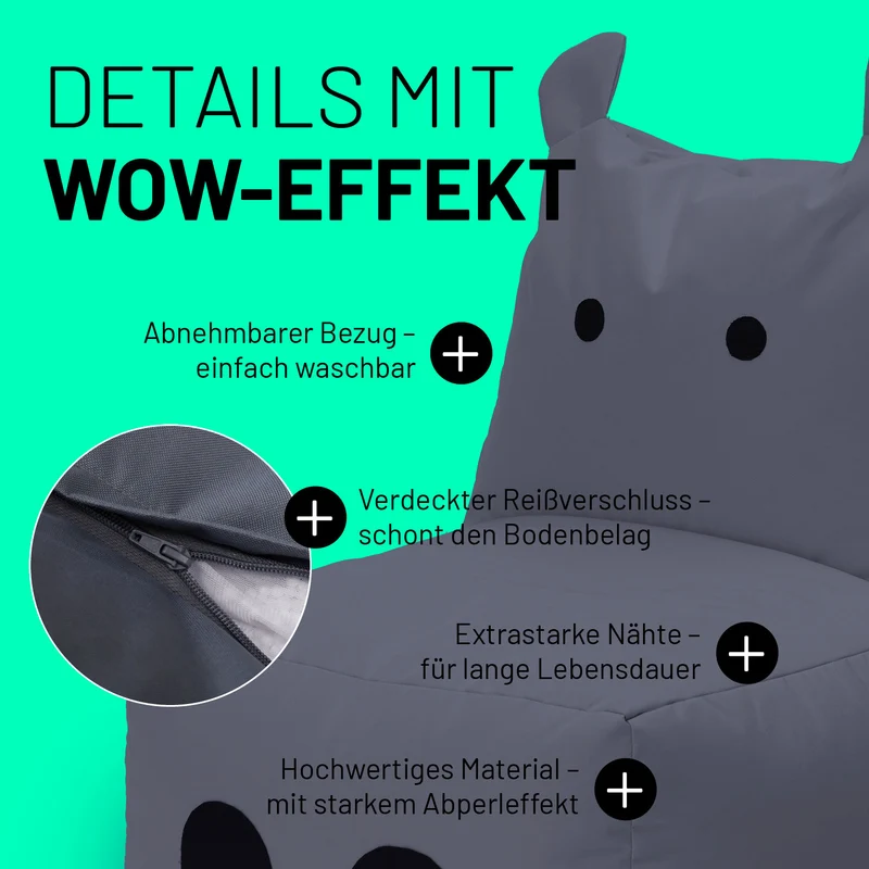Kindersitzsack Hippo