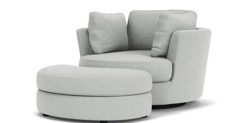 Swivel Chair with Half Moon Ottoman
