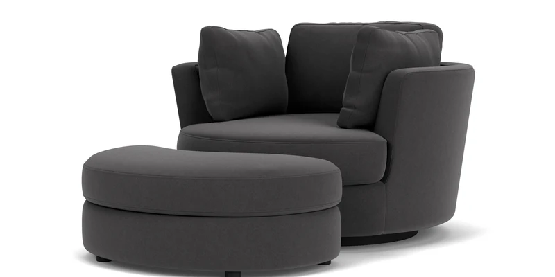 Swivel Chair with Half Moon Ottoman