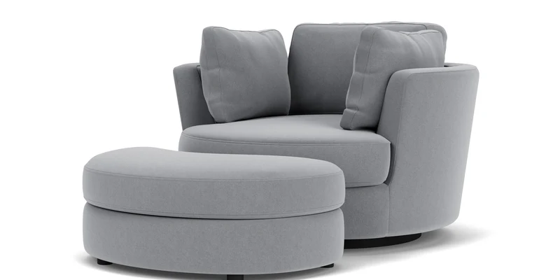 Swivel Chair with Half Moon Ottoman