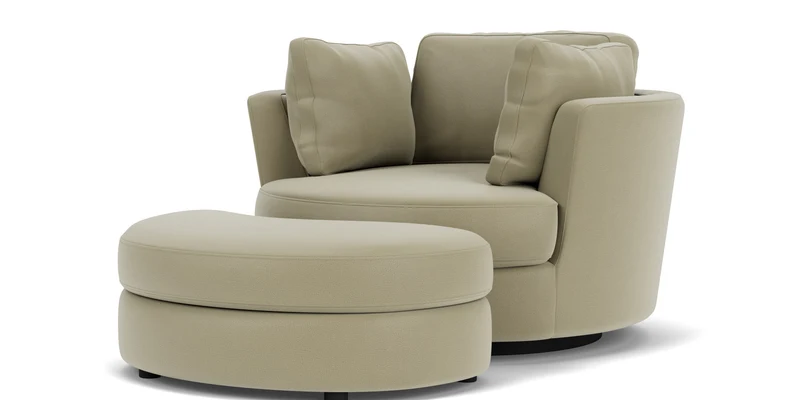 Swivel Chair with Half Moon Ottoman