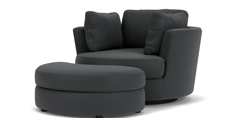 Swivel Chair with Half Moon Ottoman