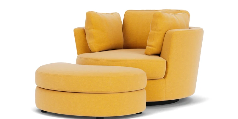 Swivel Chair with Half Moon Ottoman