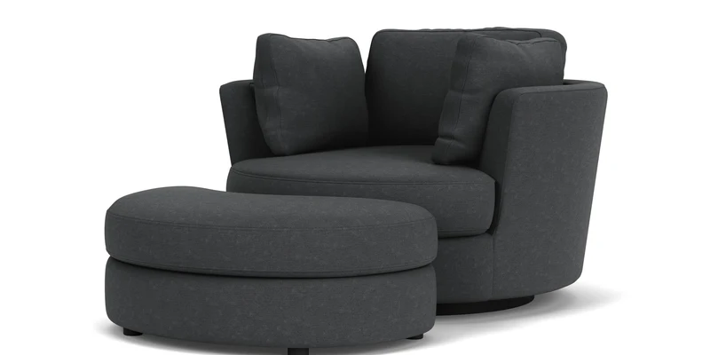 Swivel Chair with Half Moon Ottoman