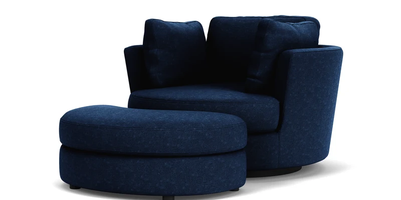 Swivel Chair with Half Moon Ottoman