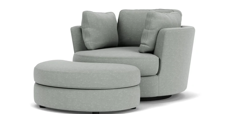 Swivel Chair with Half Moon Ottoman