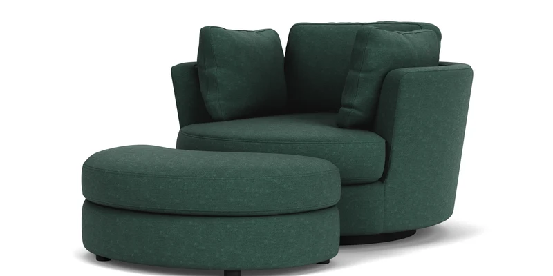 Swivel Chair with Half Moon Ottoman