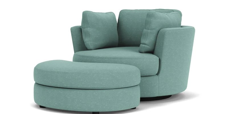 Swivel Chair with Half Moon Ottoman