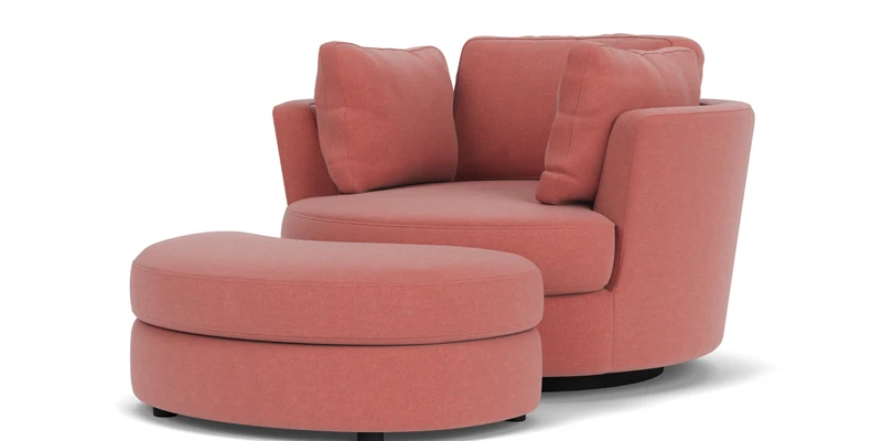 Swivel Chair with Half Moon Ottoman