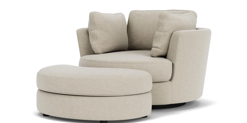 Swivel Chair with Half Moon Ottoman