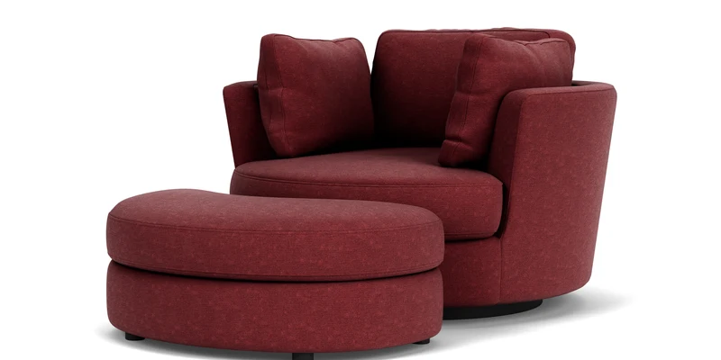 Swivel Chair with Half Moon Ottoman