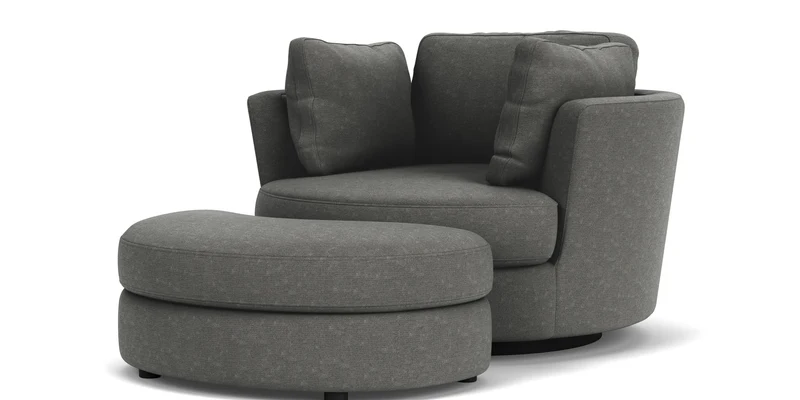 Swivel Chair with Half Moon Ottoman