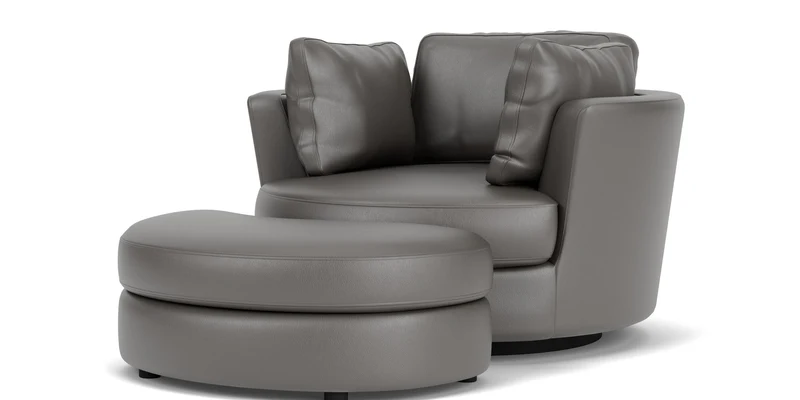 Swivel Chair with Half Moon Ottoman