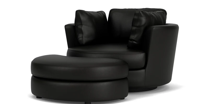 Swivel Chair with Half Moon Ottoman