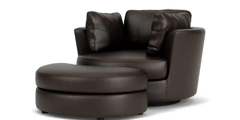 Swivel Chair with Half Moon Ottoman