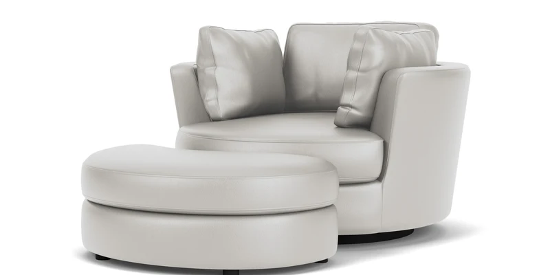 Swivel Chair with Half Moon Ottoman
