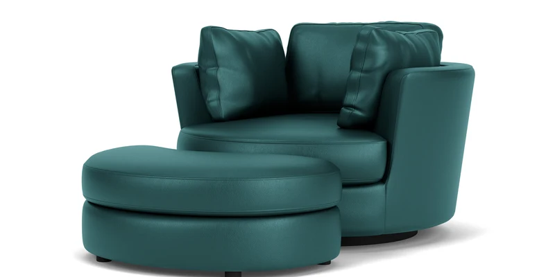 Swivel Chair with Half Moon Ottoman