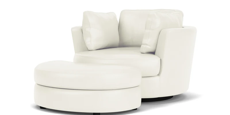 Swivel Chair with Half Moon Ottoman