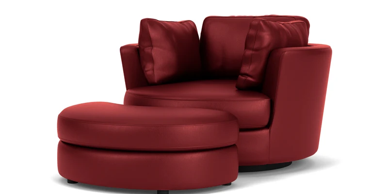 Swivel Chair with Half Moon Ottoman