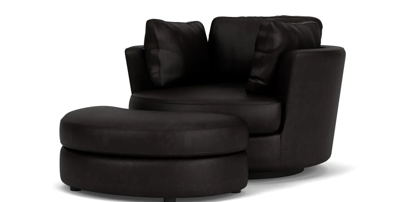 Swivel Chair with Half Moon Ottoman