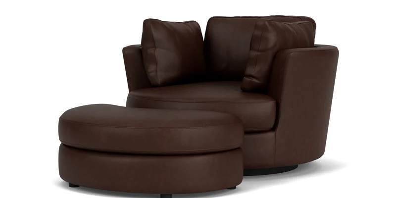 Swivel Chair with Half Moon Ottoman