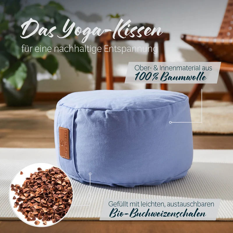 #DoYourYoga Yoga-Kissen Vishnu - gefüllt mit Bio-Buchweizenschalen - Rund 30 x 30 x 15 cm - Lavendel