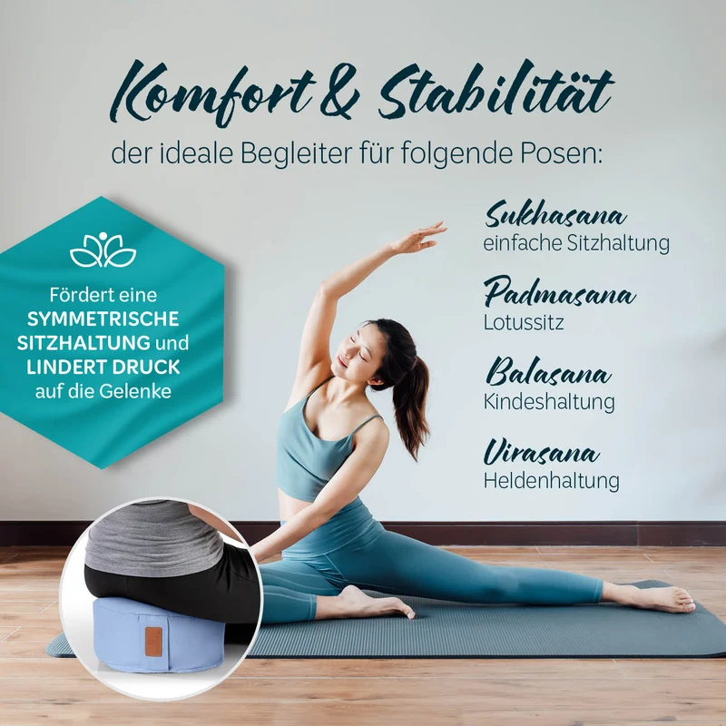 #DoYourYoga Yoga-Kissen Vishnu - gefüllt mit Bio-Buchweizenschalen - Rund 30 x 30 x 15 cm - Lavendel