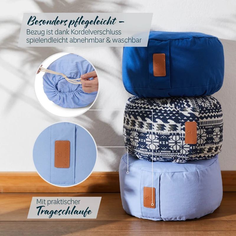 #DoYourYoga Yoga-Kissen Vishnu - gefüllt mit Bio-Buchweizenschalen - Rund 30 x 30 x 15 cm - Lavendel