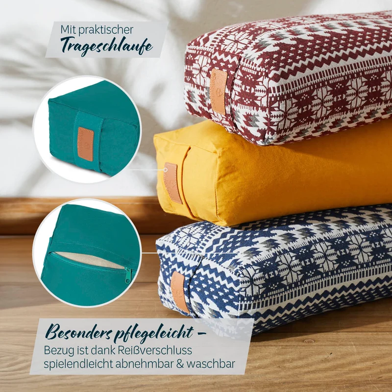 #DoYourYoga Yoga-Bolster Paravati - gefüllt mit Bio-Dinkelspelz - 67 x 22 x 13 cm - Dunkelgrün