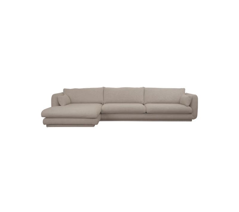 Bloom 3-seater sofa with chaise longue, right and plinth