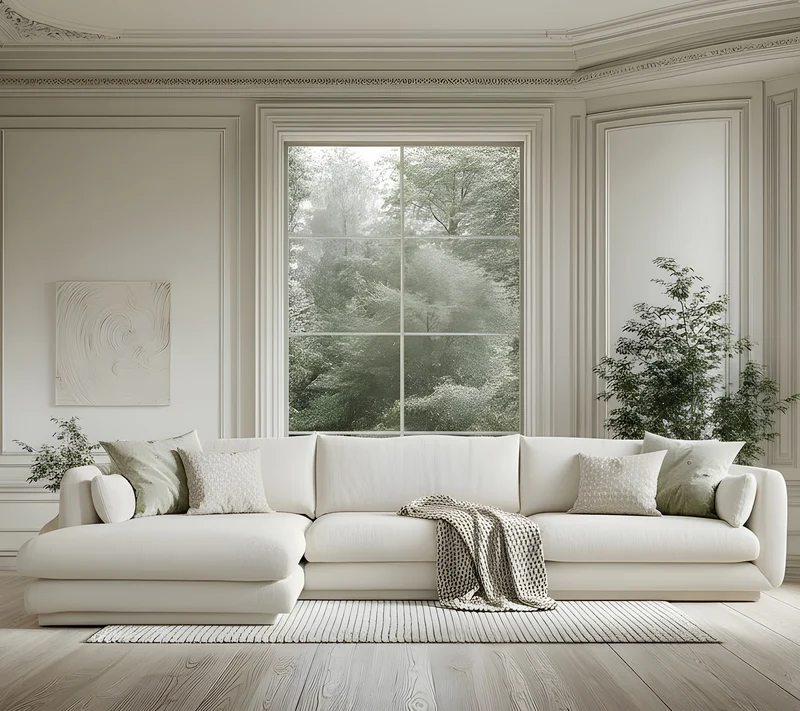 Bloom 3-seater sofa with chaise longue, right and plinth