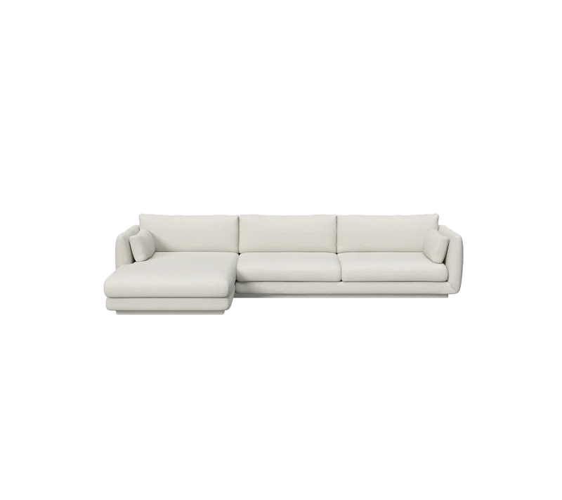 Bloom 3-seater sofa with chaise longue, right and plinth