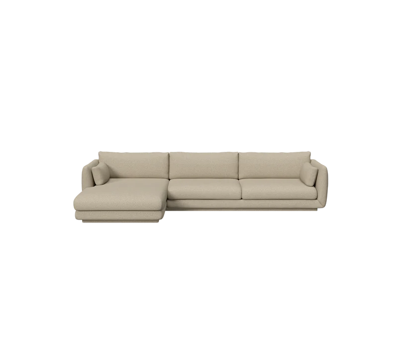 Bloom 3-seater sofa with chaise longue, right and plinth