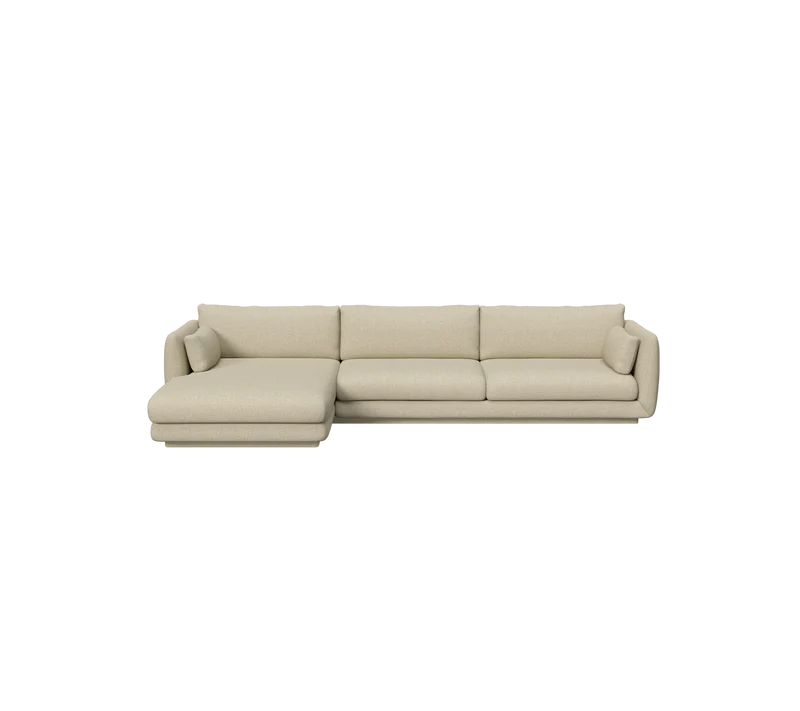 Bloom 3-seater sofa with chaise longue, right and plinth