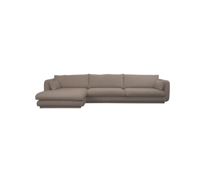 Bloom 3-seater sofa with chaise longue, right and plinth