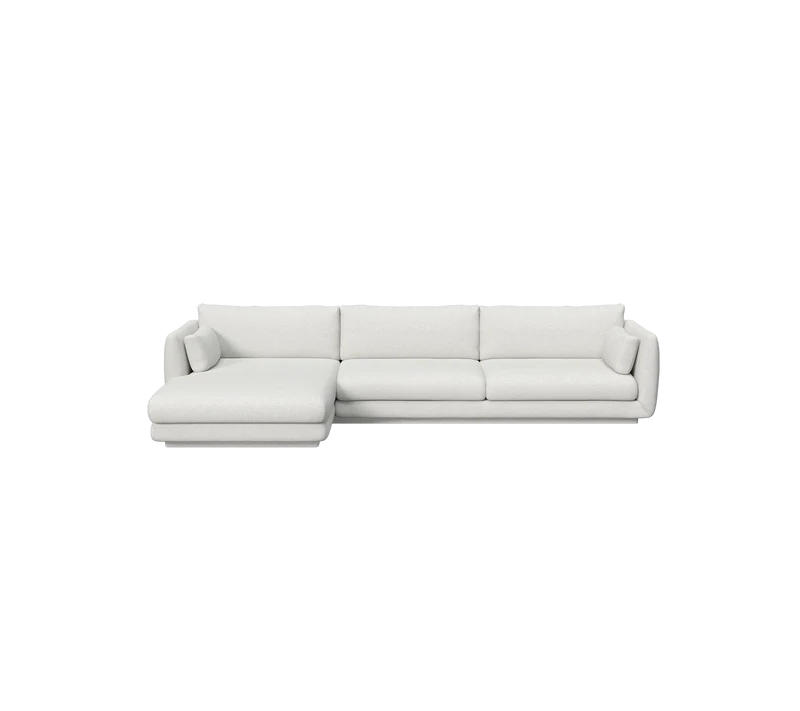 Bloom 3-seater sofa with chaise longue, right and plinth