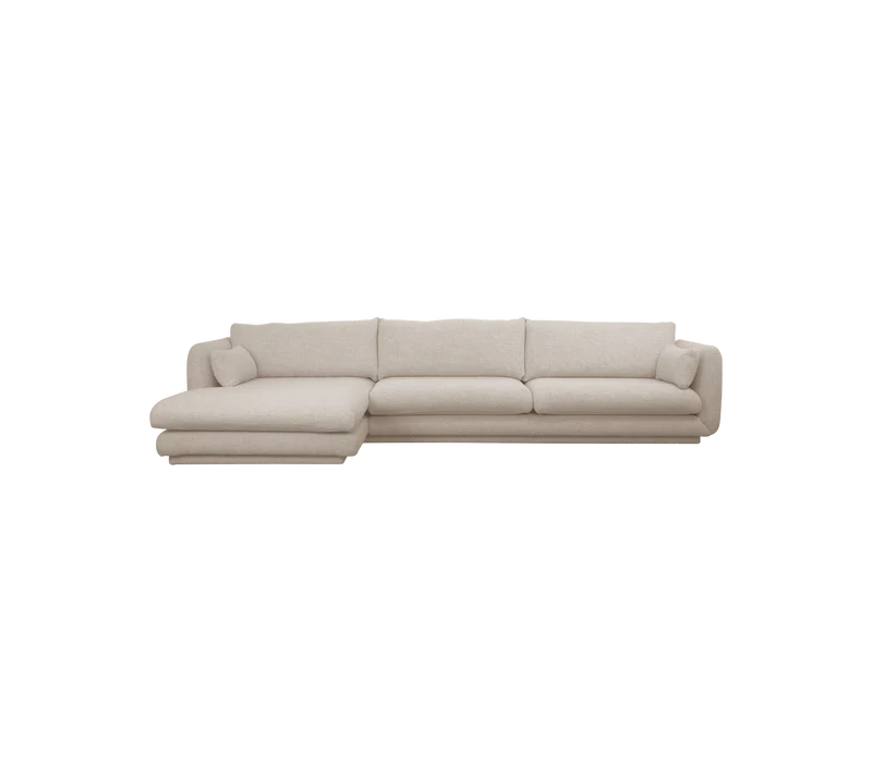 Bloom 3-seater sofa with chaise longue, right and plinth