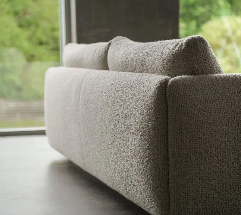 Bloom 3-seater sofa with chaise longue, left and teak legs