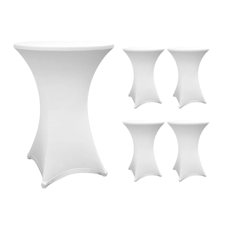 LUMALAND Stehtischhusse - Tisch Bezug - Husse - Ø 80-85 cm - Weiß - 5er-Set