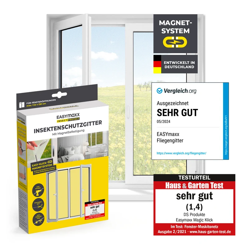 EASYmaxx Insect Protect Insektenschutzgitter mit Magnet - Fenster bis 130x150cm