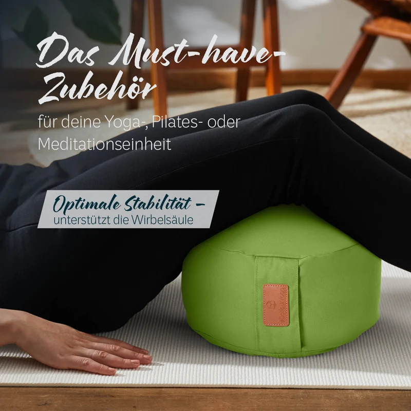 #DoYourYoga Yoga-Kissen Vishnu - gefüllt mit Bio-Dinkelspelz - Rund 30 x 30 x 15 cm - Hellgrün