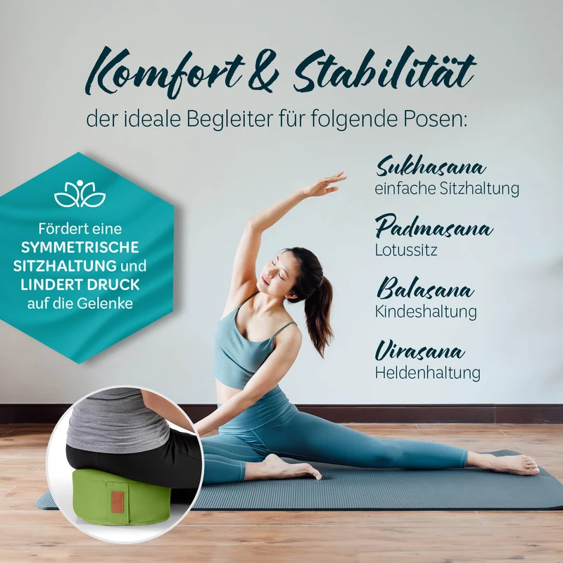 #DoYourYoga Yoga-Kissen Vishnu - gefüllt mit Bio-Dinkelspelz - Rund 30 x 30 x 15 cm - Hellgrün