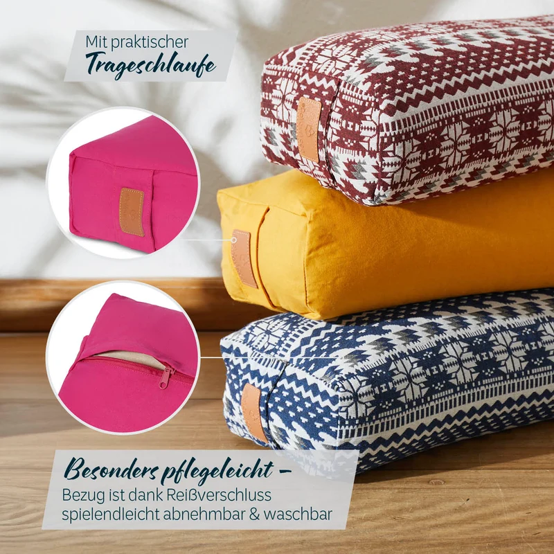 #DoYourYoga Yoga-Bolster Paravati - gefüllt mit Bio-Dinkelspelz - 67 x 22 x 13 cm - Pink