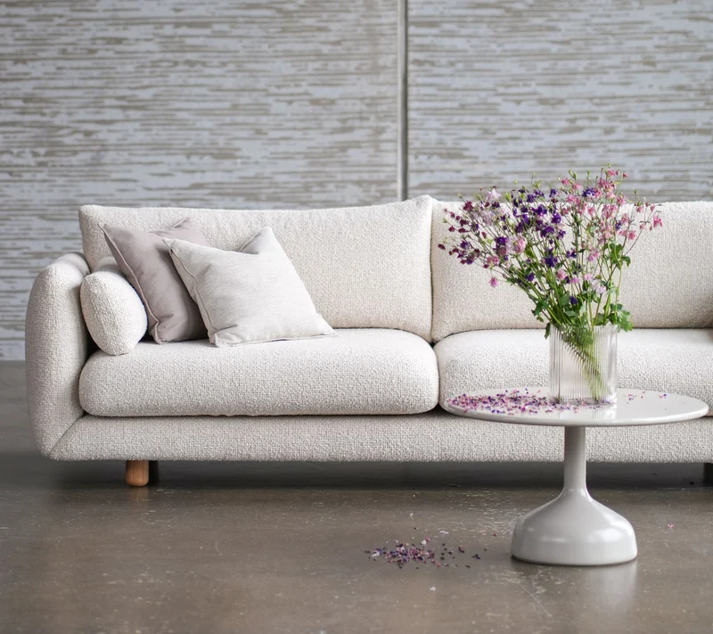 Bloom 3-seater sofa with chaise longue, left and plinth